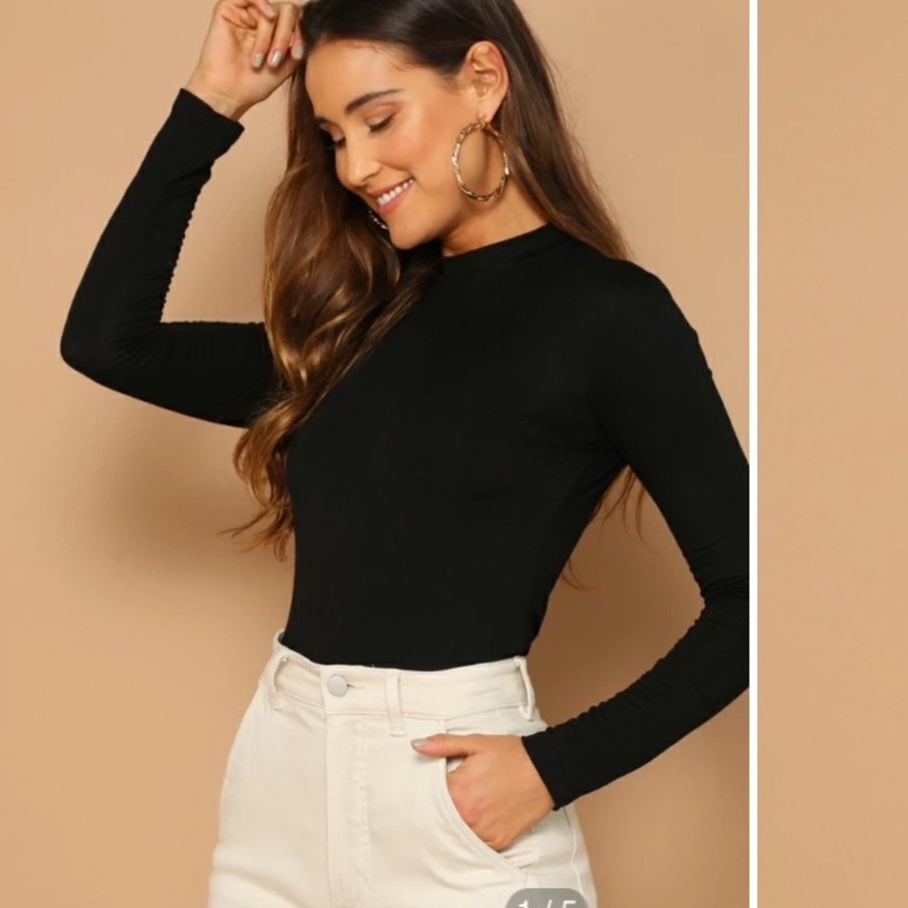 Black Mock Neck Top